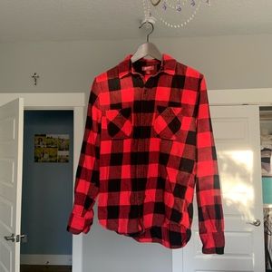 Red plaid button down flannel